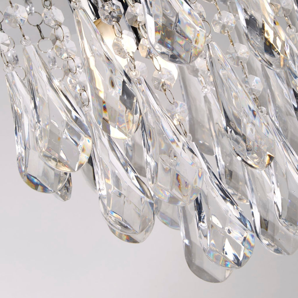 3 Light Chrome Ceiling Light With Clear Acrylic Drops
