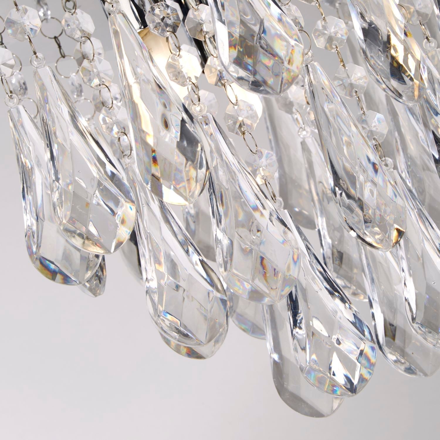 3 Light Chrome Ceiling Light With Clear Acrylic Drops