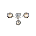 3 Light Chrome Ceiling Light With Smokey Glass Shade