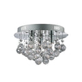 3 Light Chrome Flush Ceiling Light with Clear Acrylic Deco Drops