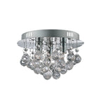 3 Light Chrome Flush Ceiling Light with Clear Acrylic Deco Drops
