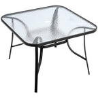 4 Seater Square Tempered Glass Garden Dining Table