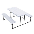Foldable 6 Seater White Picnic Table and Bench Set