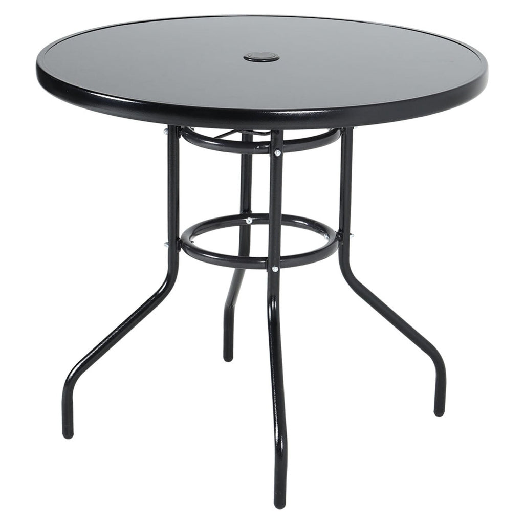 2 Seater Round Garden Bistro Table Black with Parasol Hole