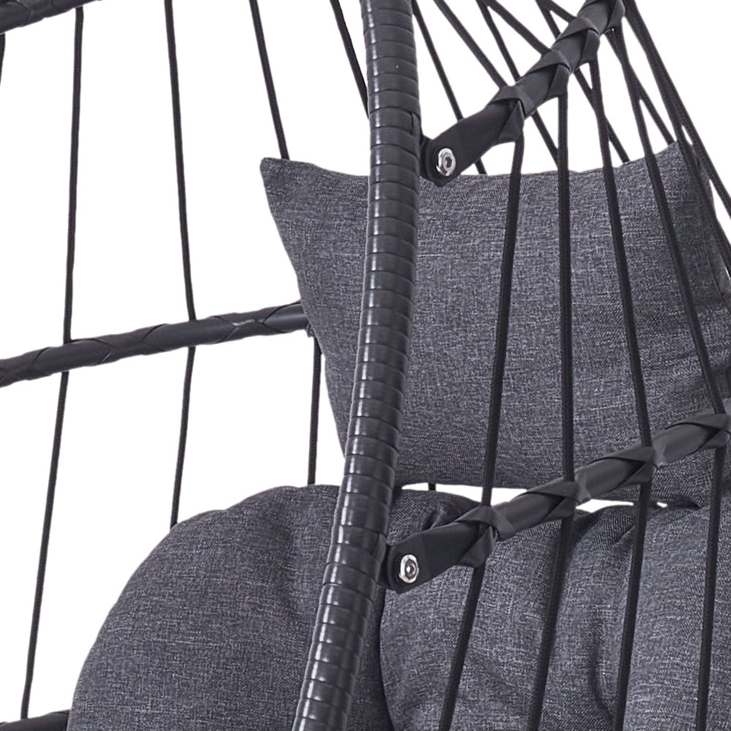 Adjustable Swing Hanging Egg Chair with Black Headrest and Cushion