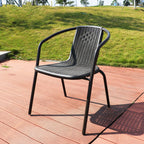 Set of 4 Black PE Rattan Stacking Garden Chairs