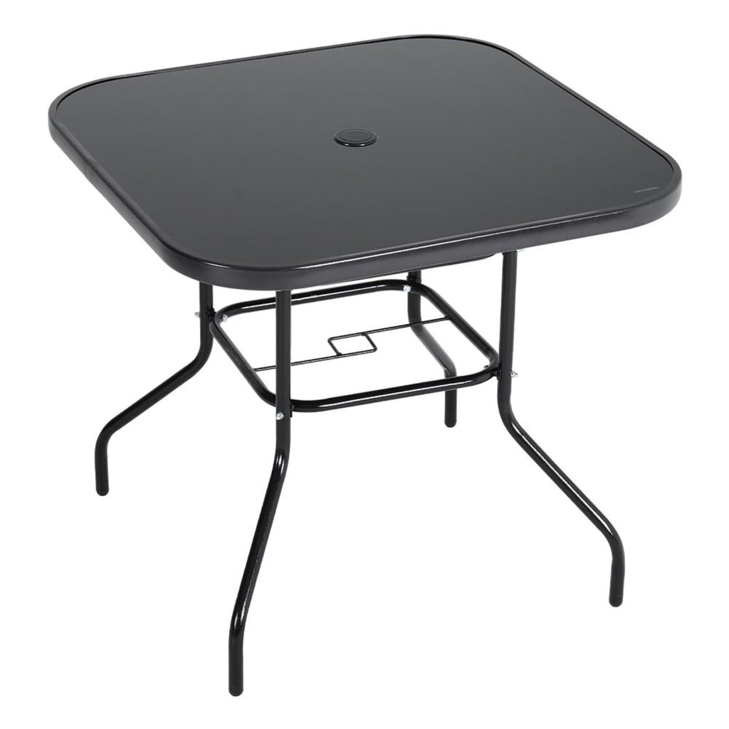 4 Seater Garden Table Black with Parasol Hole