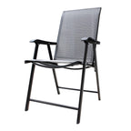 Set of 2 Metal Frame Fabric Foldable Chairs