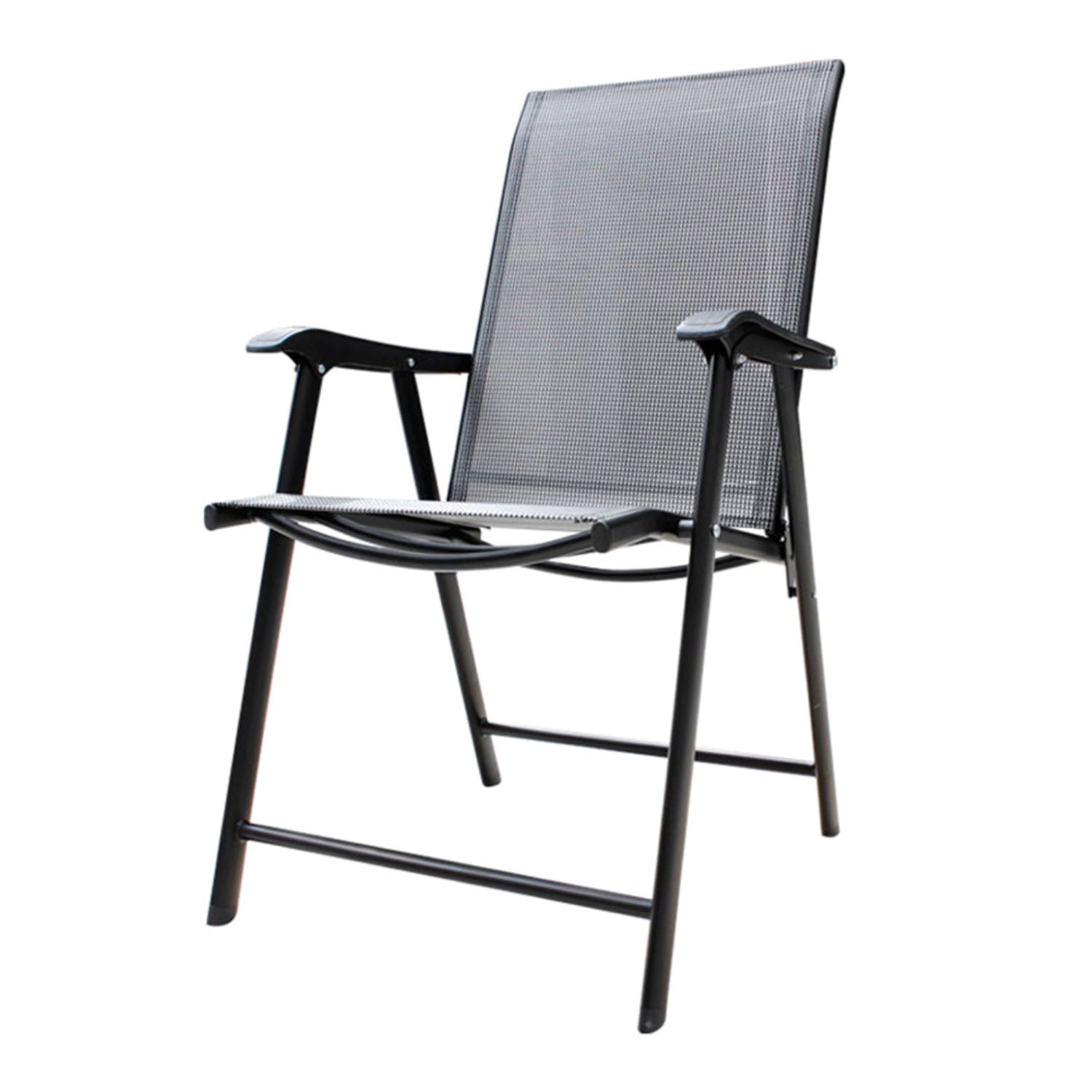 Set of 2 Metal Frame Fabric Foldable Chairs
