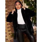 Chi Chi London Plus Size Plush Faux Fur Coat in Black