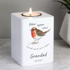 Personalised Robin Memorial Tea light Holder