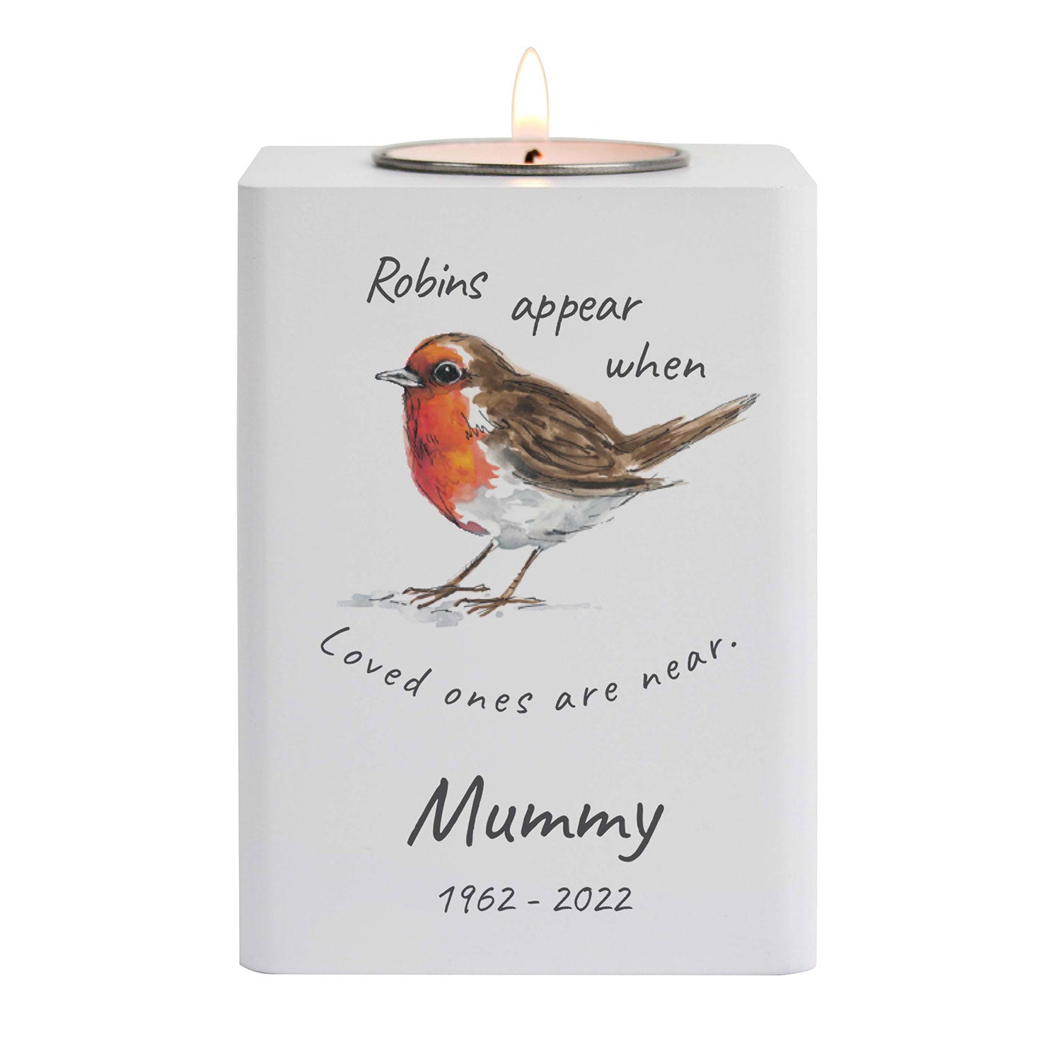 Personalised Robin Memorial Tea light Holder