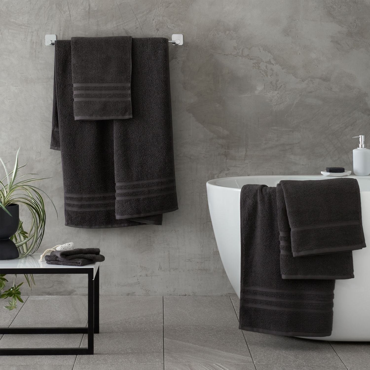 Catherine Lansfield Zero Twist Charcoal Grey Cotton 6 Piece Towel Bale Set