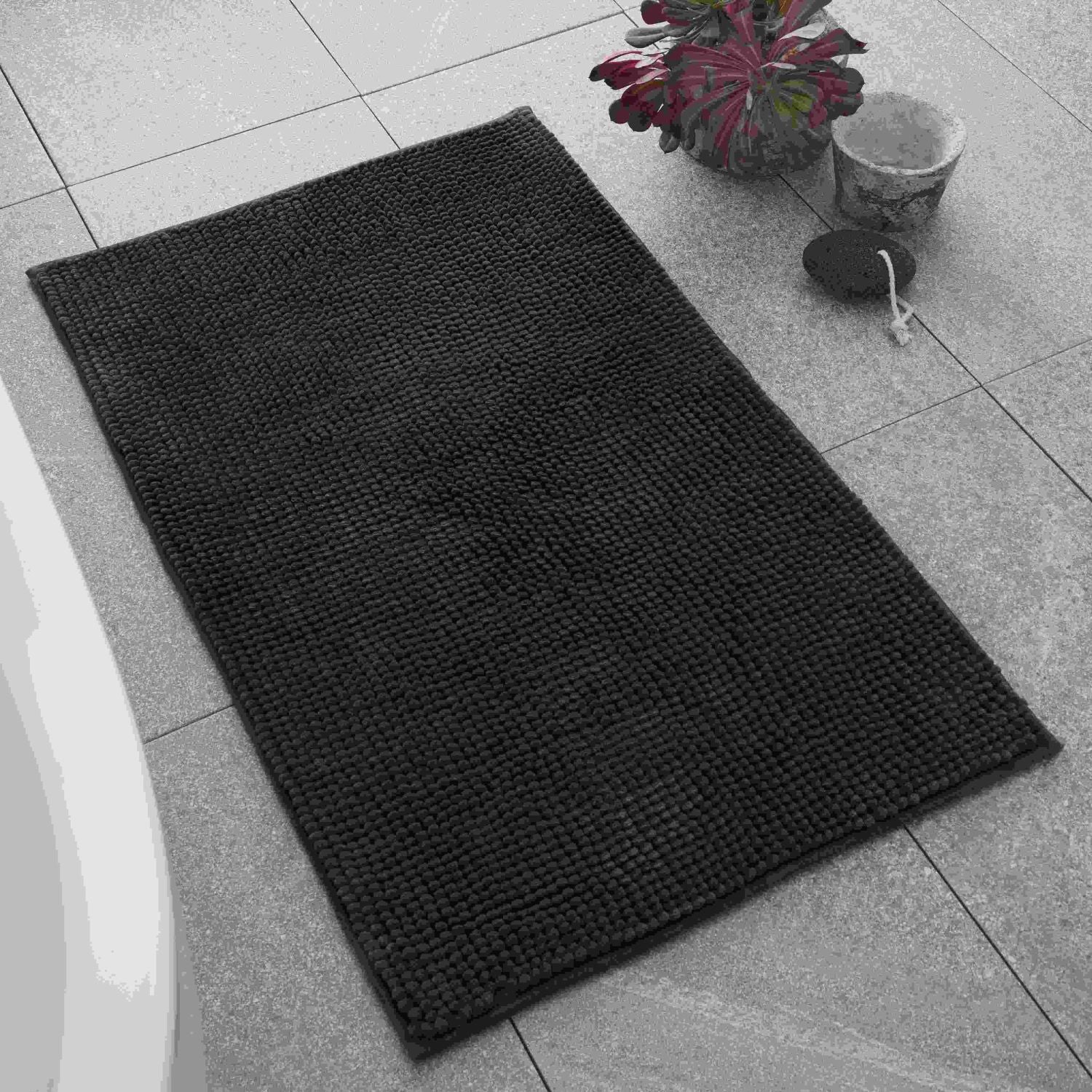 Catherine Lansfield Bobble Charcoal Grey Bath Mat