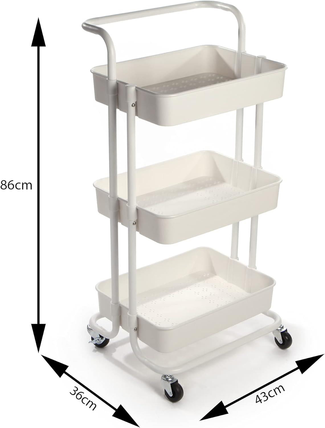 3 Tier Storage Trolley White | M&W