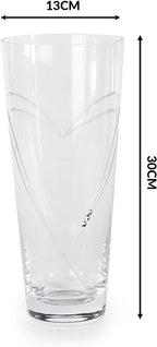 Etched Heart Detail Crystal Glass Vase | M&W