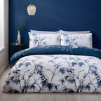Catherine Lansfield Kyoto Blue Floral Reversible Duvet Set