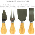 Bamboo Cheese Board Serving Platter With Knife Set | M&W