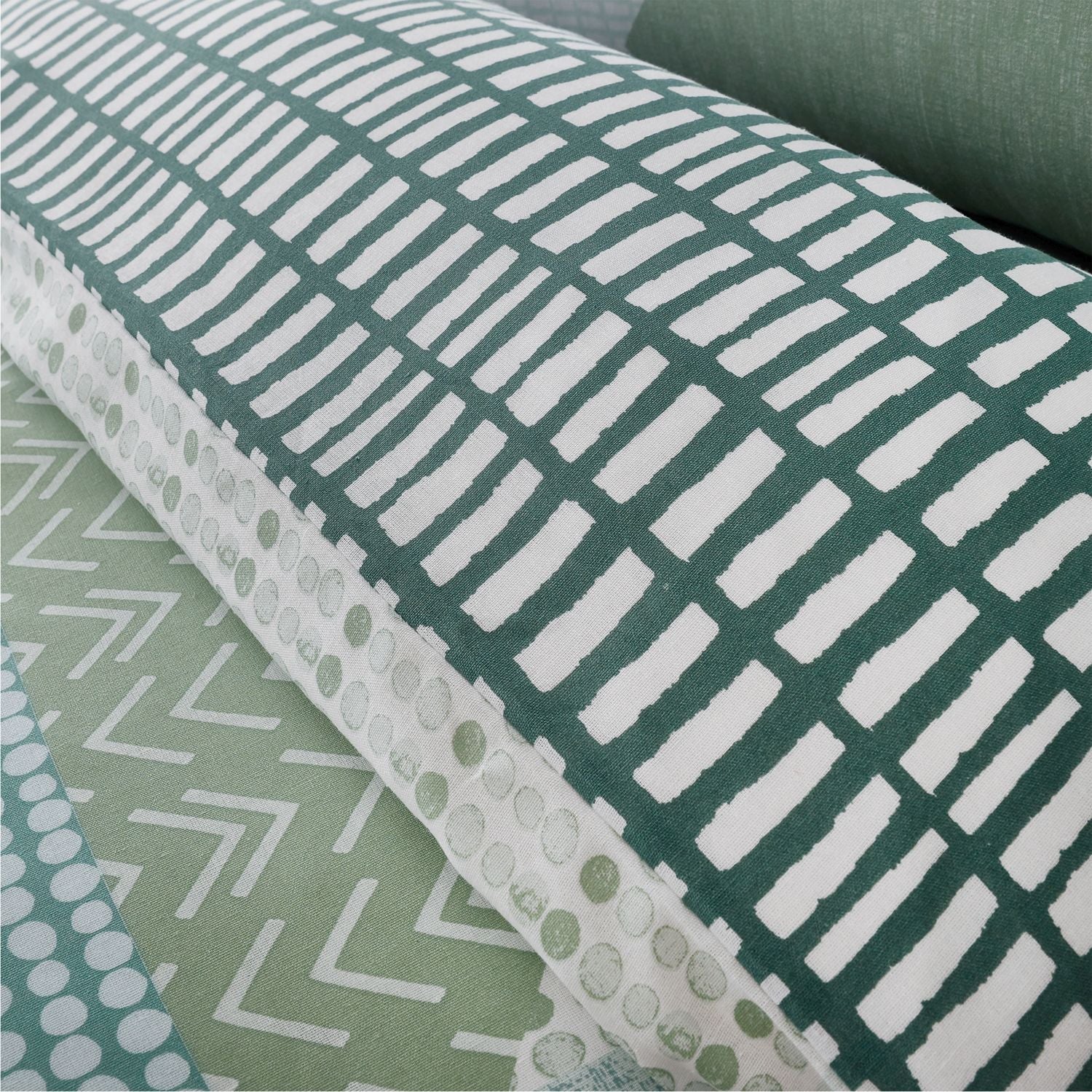 Catherine Lansfield Larsson Green Geo Reversible Duvet Set