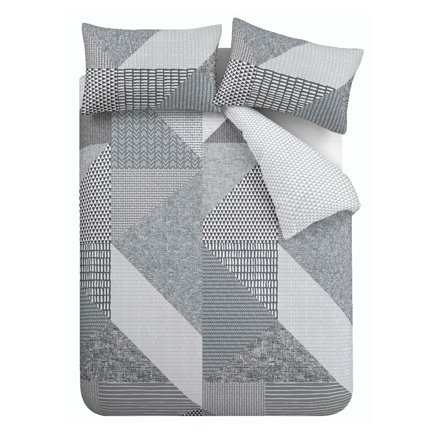 Catherine Lansfield Larsson Grey Geo Reversible Duvet Set