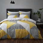 Catherine Lansfield Larsson Ochre Yellow Geo Reversible Duvet Set