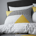 Catherine Lansfield Larsson Ochre Yellow Geo Reversible Duvet Set