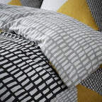 Catherine Lansfield Larsson Ochre Yellow Geo Reversible Duvet Set