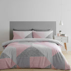 Catherine Lansfield Larsson Pink Geo Reversible Duvet Set