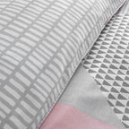 Catherine Lansfield Larsson Pink Geo Reversible Duvet Set