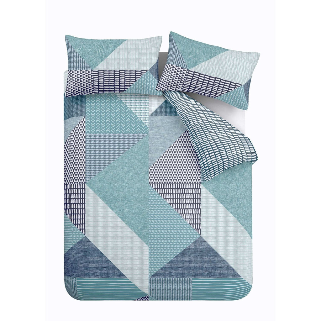 Catherine Lansfield Larsson Teal Geo Reversible Duvet Set
