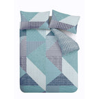 Catherine Lansfield Larsson Teal Geo Reversible Duvet Set