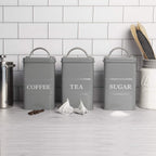 Stainless Steel Tea, Coffee & Sugar Canisters Grey | M&W