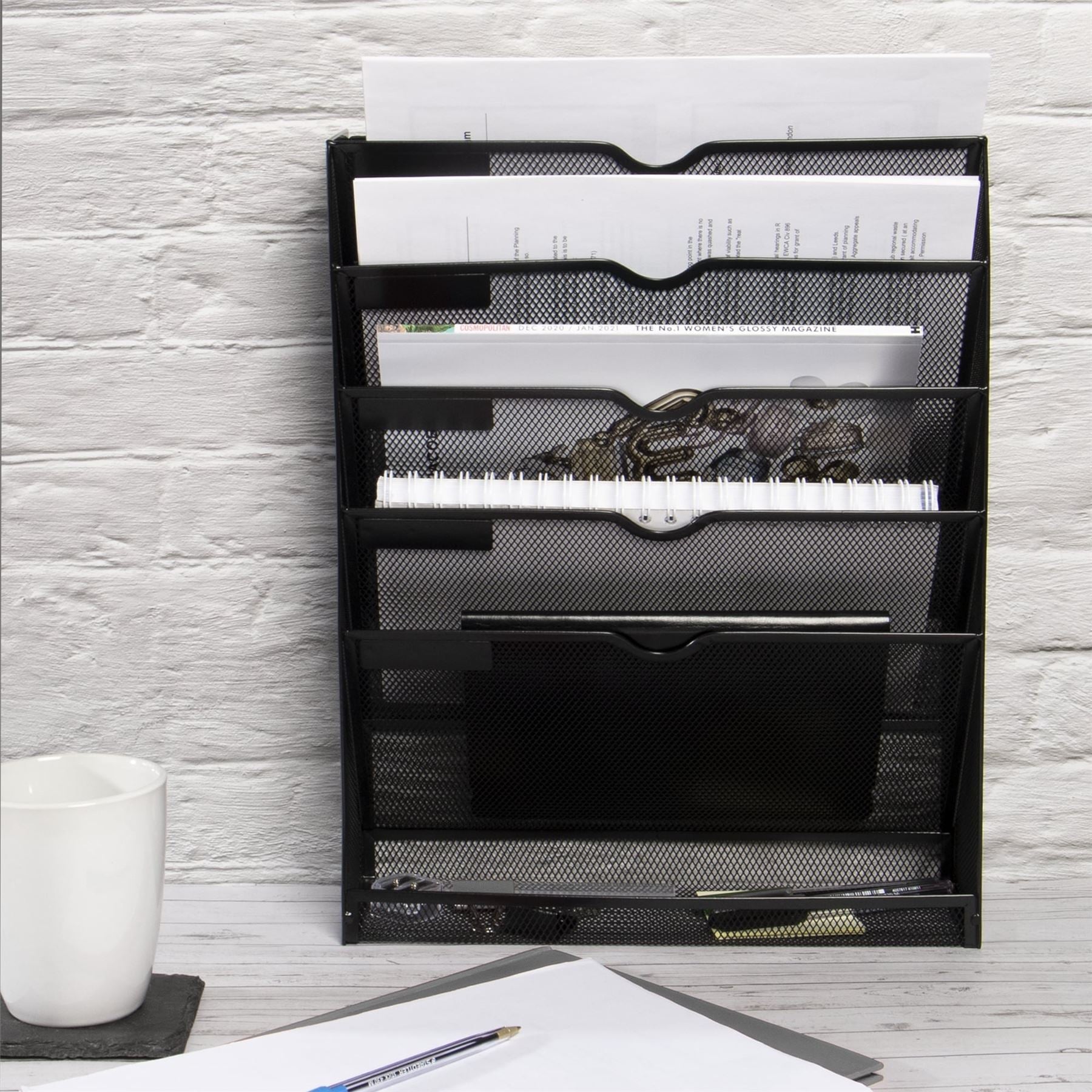 Metal Mesh Wall Mounted File Organiser | M&W