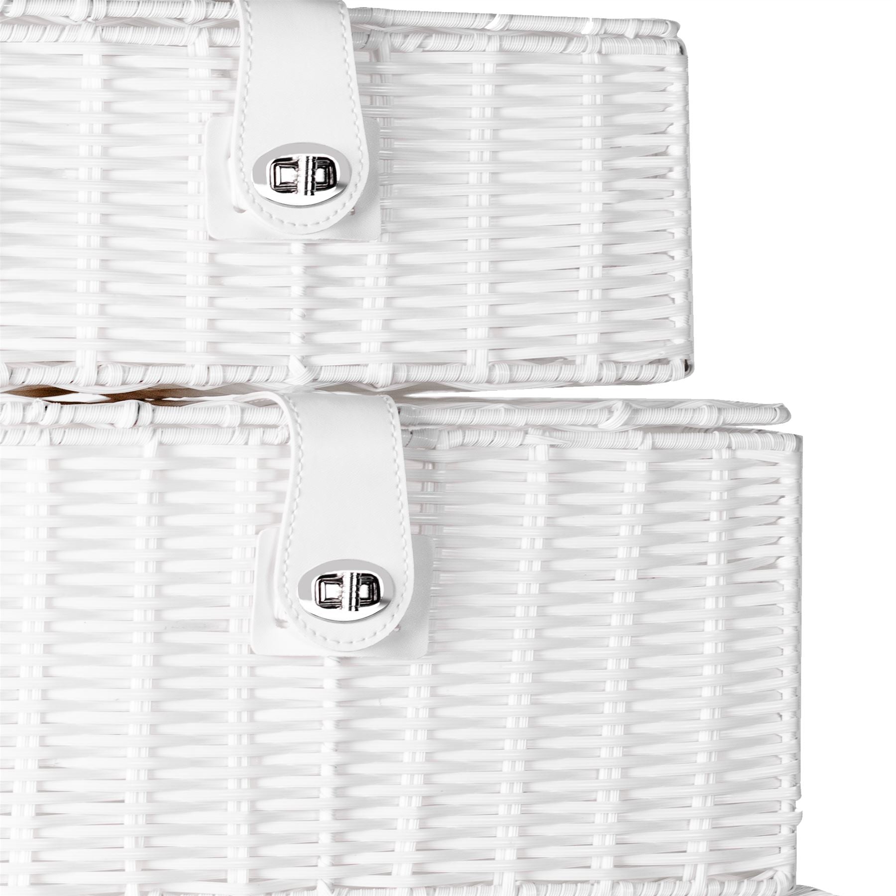 Resin Woven Storage Baskets - Set of 3 White | M&W