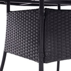 4 Seater Round Rattan Garden Table Black with Tempered Glass Top