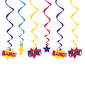 Super Hero Party Hanging Swirl Decorations (6pk)