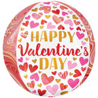 Happy Valentine's Day Marble Orbz Balloon - 16"