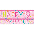 Girls 9th Birthday Paper Banners - 1m (3pk)