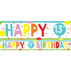 13th Birthday Brights Paper Banners - 1m (3pk)