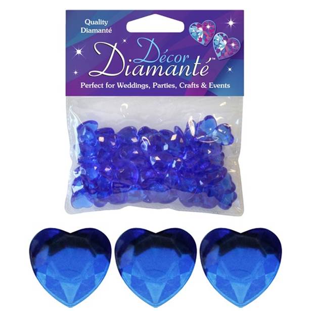 Sapphire Blue Heart Table Diamantes (28g pack)
