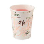 Floral Hen Party 'Team Bride' Paper Cups - 255ml (8pk)