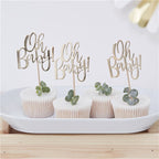 Oh Baby!' Gold Foil Cupcake Toppers (12pk)