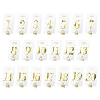 Transparent Gold Table Numbers - 1-20 (20pk)