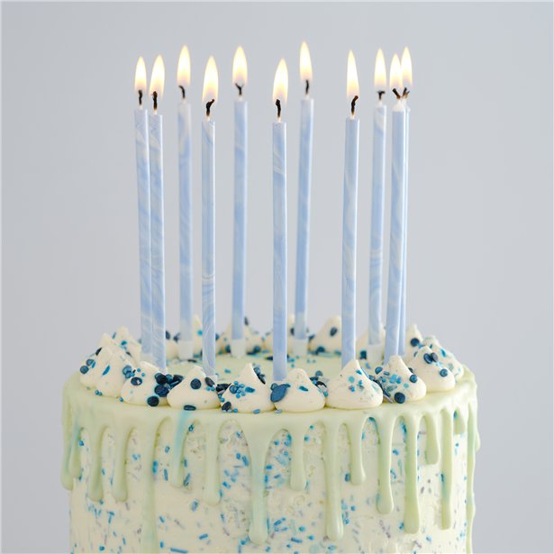 Mix It Up Blue Marble Tall Candles (12pk)