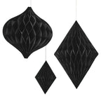 Contemporary Wedding Black Honeycomb Decorations (3pk)