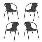 Set of 4 Black PE Rattan Stacking Garden Chairs