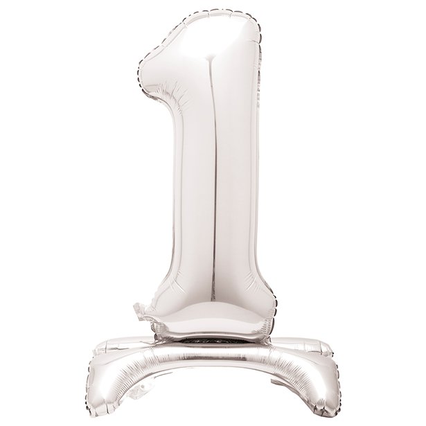Silver Standing Number Balloons - 30" Air Fill