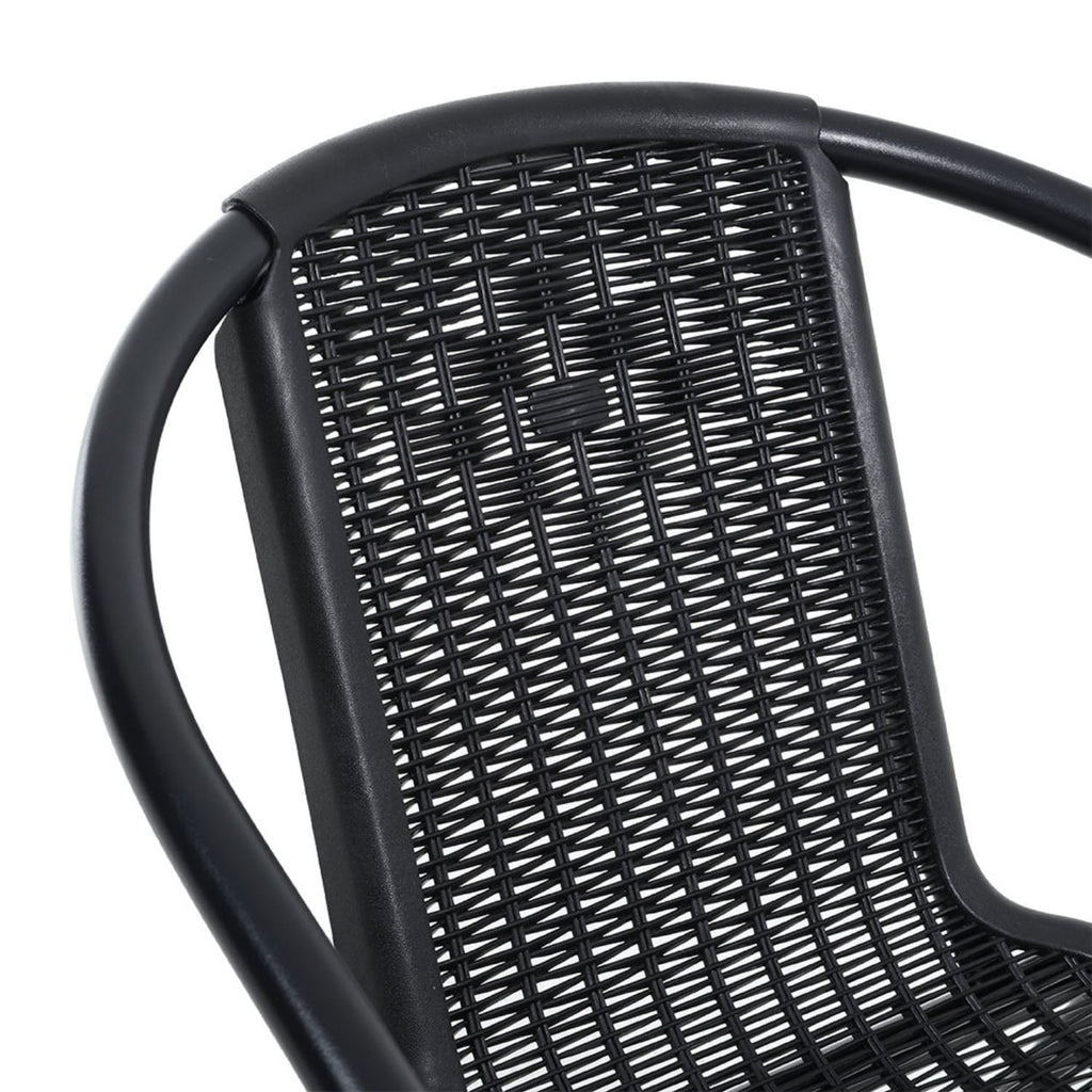 Set of 6 Black Wicker Stackable Garden Chairs