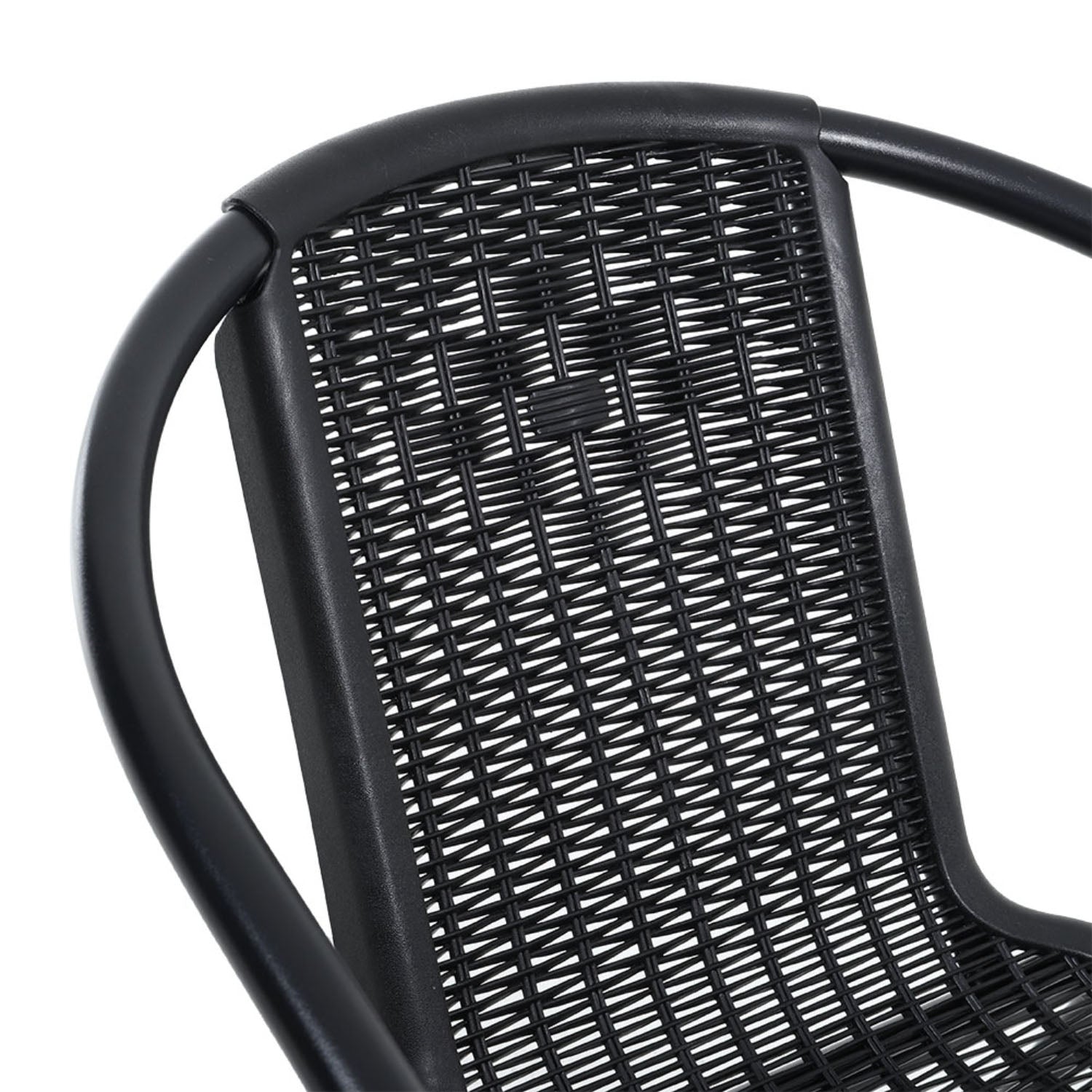Set of 6 Black Wicker Stackable Garden Chairs