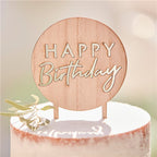 Wooden Happy Birthday Cake Topper